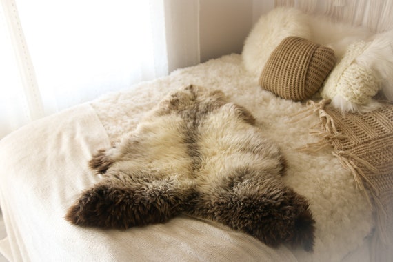 Real Sheepskin Rug Shaggy Rug Chair Cover Sheepskin Throw Sheep Skin Ivory Brown Sheepskin Home Decor Rugs #OCTHER75