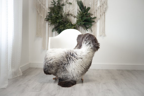 Real Sheepskin Rug Shaggy Rug Chair Cover Scandinavian Home Sheepskin Throw Sheep Skin Brown Gray Sheepskin Home Decor Rugs #herdwik369