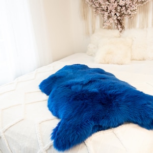 Genuine Natural Indigo Blue Sheepskin Rug Sheepskin Throw Scandinavian Style | Scandinavian Rug | Sheep Skin -  WHOLESALE PACK 10 PIECES