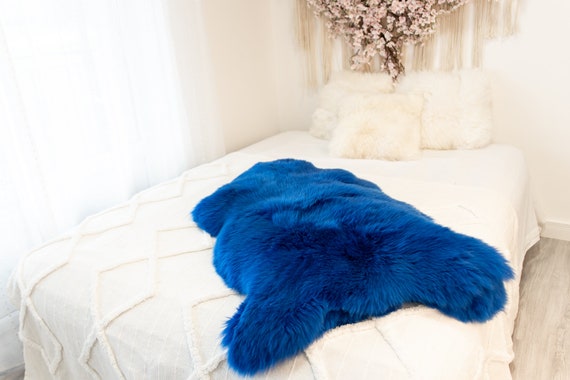 Genuine Natural Indigo Blue Sheepskin Rug Sheepskin Throw Scandinavian Style | Scandinavian Rug | Sheep Skin - WHOLESALE PACK 10 PIECES