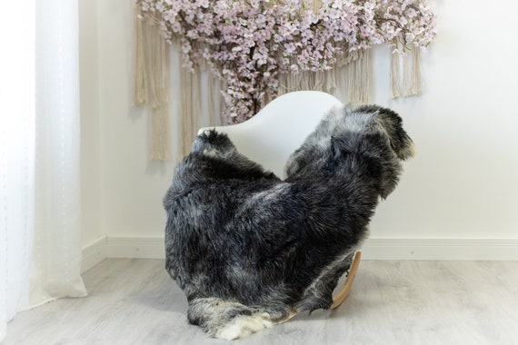 Real Sheepskin Rug Shaggy Rug Chair Cover Scandinavian Home Sheepskin Throw Sheep Skin Black Gray Sheepskin Home Decor Rugs #herdwik118