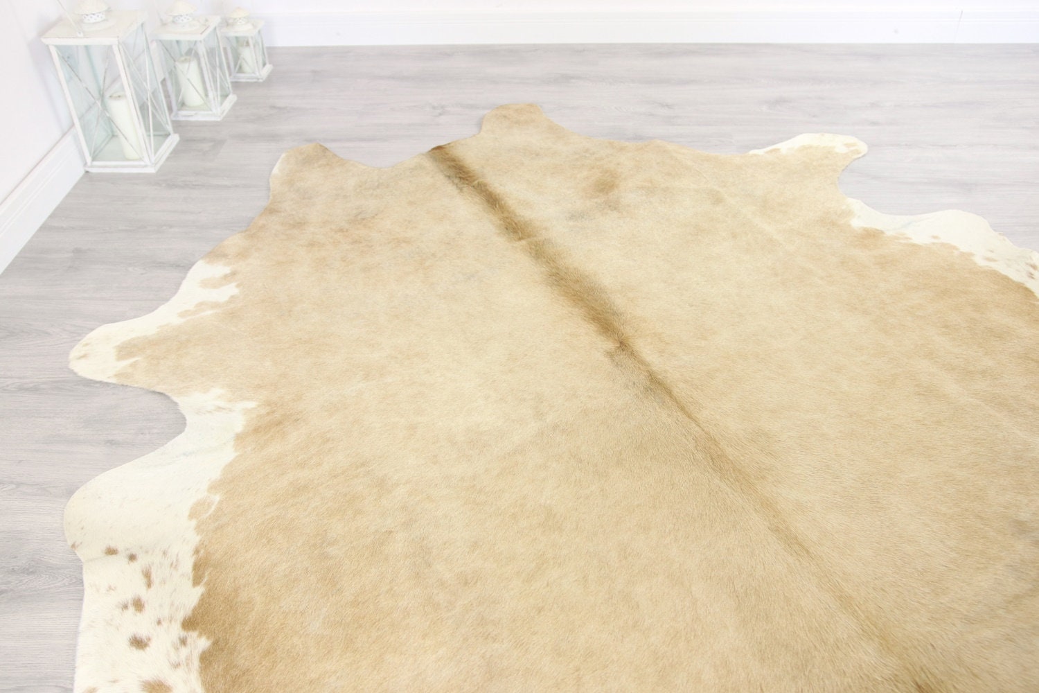 Premium Quality Giant Xxxl Cowhide Real Cowhide Rug Sand White