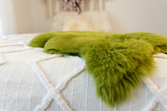 Genuine Natural Green Sheepskin Rug Sheepskin Throw Scandinavian Style | Scandinavian Rug | Sheep Skin - WHOLESALE PACK 10 PIECES