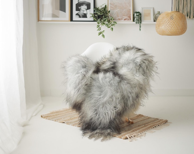 Real Icelandic Sheepskin Rug Scandinavian Home Decor Sofa Sheepskin throw Chair Cover Natural Sheep Skin Rugs Gray Black #IS207