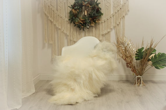 Real Icelandic Sheepskin Rug Scandinavian Decor Sofa Sheepskin throw Chair Cover Natural Sheep Skin Rugs Black White #Iceland92