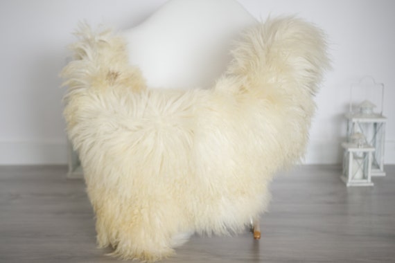 Genuine Rare Tuscan Lamb Sheepskin Rug - Curly Fur Rug - Natural Sheepskin - Ivory Brown Sheepskin | Small Sheepskin #5margot8
