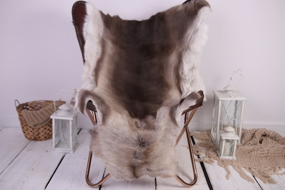 Reindeer Hide | Reindeer Rug | Reindeer Skin | Throw XXL EXTRA LARGE - Scandinavian Style Christmas Decor Brown White Hide #Lre7