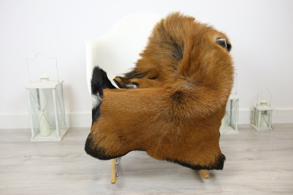 Natural real Goatskin rug, Goat Hide Goat Rug Beige Brown #Goat23