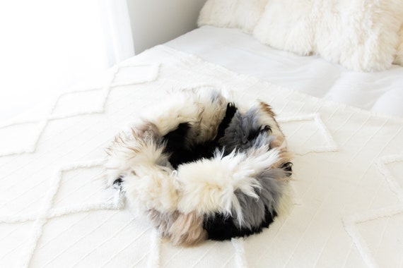 Sheepskin Cat Bed Or Dog Bed Cat Cave Unique Pet Bed Cat House Pet Furniture Hand Made With Genuine Real Sheepskin XXL Extra Large #Bed21