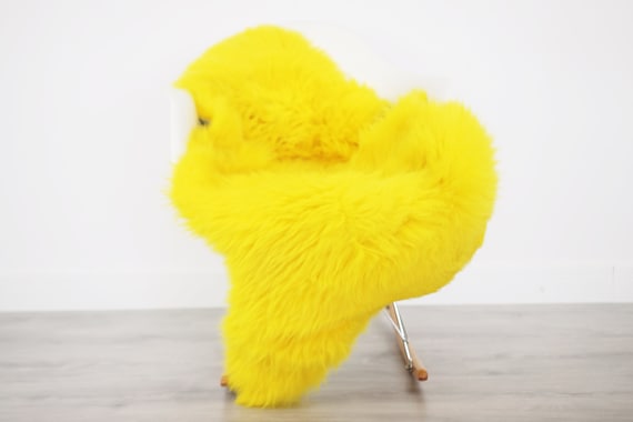 Genuine Natural Yellow Sheepskin Rug Sheepskin Throw Scandinavian Style | Scandinavian Rug | Yellow Sheepskin Home Decor