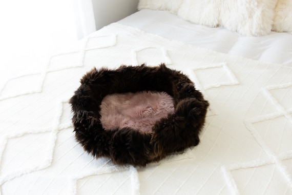 Sheepskin Cat Bed Or Dog Bed Cat Cave Unique Pet Bed Cat House Pet Furniture Hand Made With Genuine Real Sheepskin XXL Extra Large #Bed7