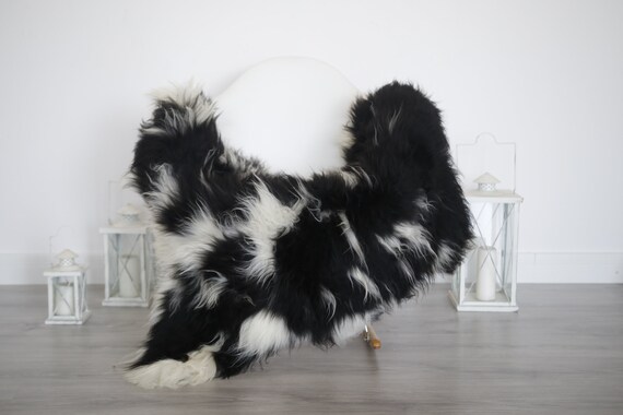 Real Sheepskin Rug Shaggy Rug Chair Cover Sheepskin Throw Sheep Skin Black White Sheepskin Home Decor Rugs #6her29