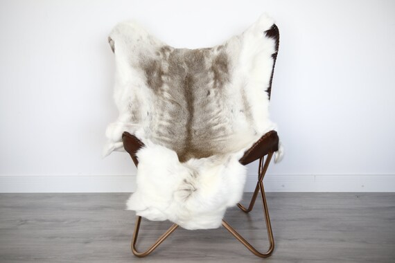 Reindeer Hide | Reindeer Rug | Reindeer Skin | Throw XXL EXTRA LARGE - Scandinavian Style Christmas Decor Brown White Hide #Ire25