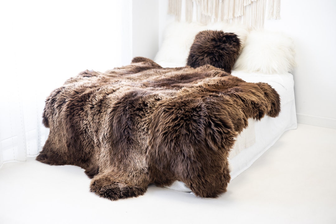 Real Fur Sheepskin Throw Super Large Sheepskin Rug Boho Blanket Merino