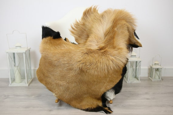 Natural real Goatskin rug, Goat Hide Goat Rug Beige Brown #Goat21