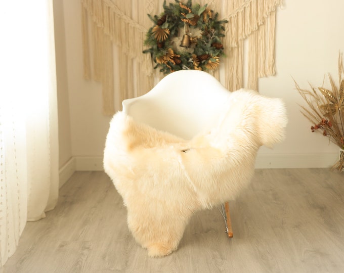 Real Sheepskin Rug Shaggy Rug Chair Cover Sheepskin Throw Sheep Skin Ivory Brown Sheepskin Home Decor Rugs #herdwik11