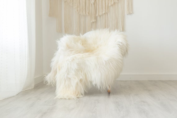 Real Icelandic Sheepskin Rug Scandinavian Decor Sofa Sheepskin throw Chair Cover Natural Sheep Skin Rugs White Ivory #Iceland376