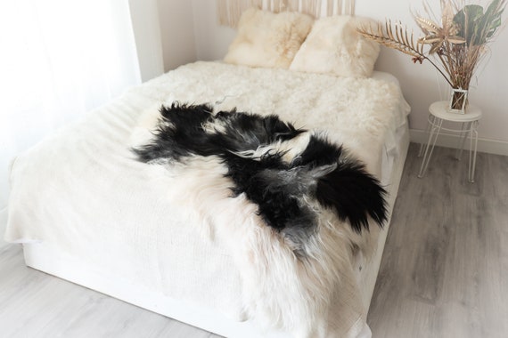 Patchwork Real Icelandic Sheepskin Rug Scandinavian Decor Sofa Sheepskin throw Chair Cover Natural Sheep Skin Rugs Gray Fur Rug #2patchwork2