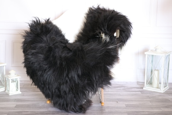 Icelandic Sheepskin | Real Sheepskin Rug | Super Large Sheepskin Rug Black White | Fur Rug | Homedecor #KOWISL36