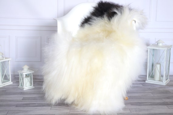 Icelandic Sheepskin | Real Sheepskin Rug | Super Large Sheepskin Rug Beige Black | Fur Rug | Homedecor #KOWISL2
