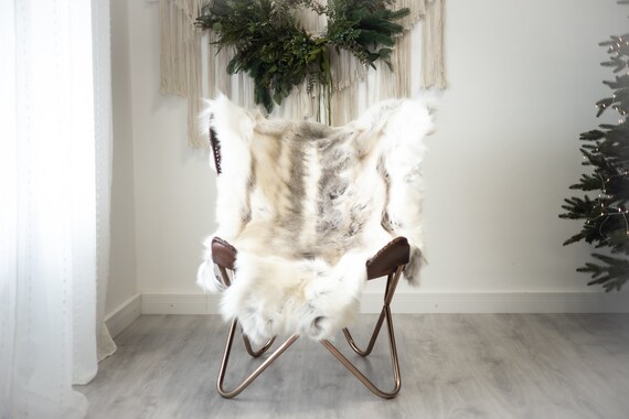 Reindeer Hide | Reindeer Rug | Reindeer Skin | Throw XXL EXTRA LARGE - Scandinavian Style Christmas Decor Brown White Hide #Reindeer96