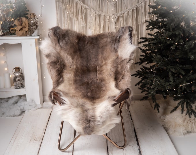 Reindeer Hide | Reindeer Rug | Reindeer Skin | Throw XXL EXTRA LARGE - Scandinavian Style Christmas Decor Brown White Hide #Reeinder119