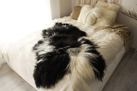 Real Icelandic Sheepskin Rug Scandinavian Decor Sofa Sheepskin throw Chair Cover Natural Sheep Skin Rugs White Black Fur Rug #Islbeau26