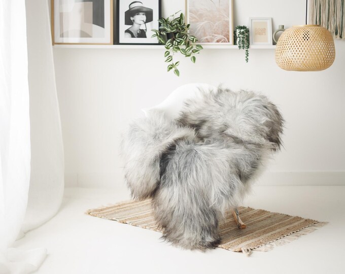 Real Icelandic Sheepskin Rug Scandinavian Home Decor Sofa Sheepskin throw Chair Cover Natural Sheep Skin Rugs Gray Black #IS174