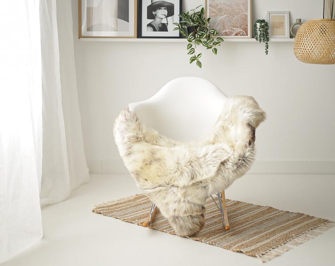 Real Sheepskin Rug Shaggy Rug Chair Cover Scandinavian Home Sheepskin Throw Sheep Skin Ivory Brown Sheepskin Home Decor Rugs #Mher144