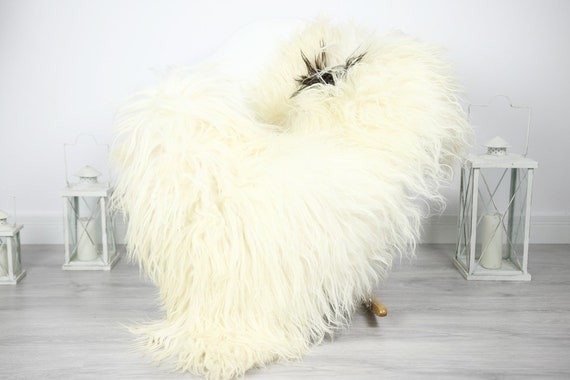 Icelandic Sheepskin | Real Sheepskin Rug | Sheepskin Rug Ivory Black | Fur Rug | Homedecor #3Isl12