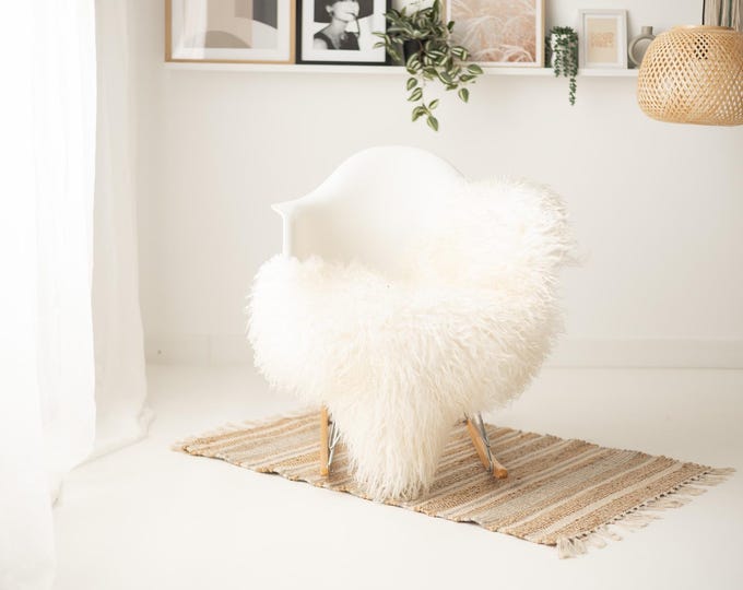 Real Icelandic Sheepskin Rug Scandinavian Decor Sofa Sheepskin throw Chair Cover Natural Sheep Skin Rugs Curly Ivory #IS110