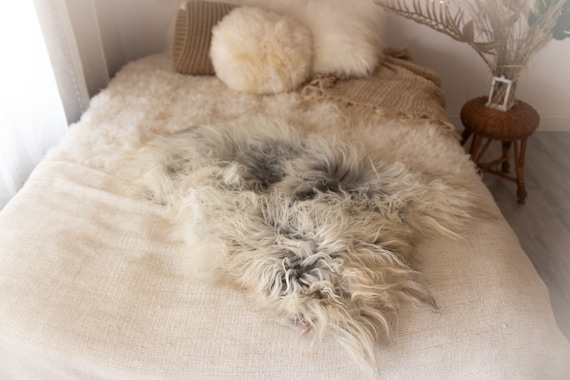 Real Icelandic Sheepskin Rug Scandinavian Decor Sofa Sheepskin throw Chair Cover Natural Sheep Skin Rugs Gray Fur Rug #KWAISL13