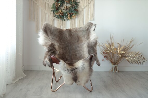 Reindeer Hide | Reindeer Rug | Reindeer Skin | Throw XXL EXTRA LARGE - Scandinavian Style Christmas Decor Brown White Hide #Wre19