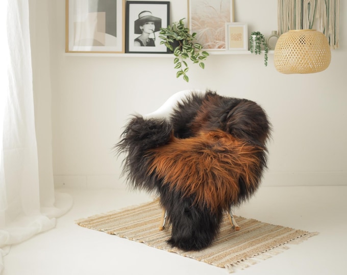 Real Icelandic Sheepskin Rug Scandinavian Decor Sofa Sheepskin throw Chair Cover Natural Sheep Skin Rugs Brown Black #Iceland1671