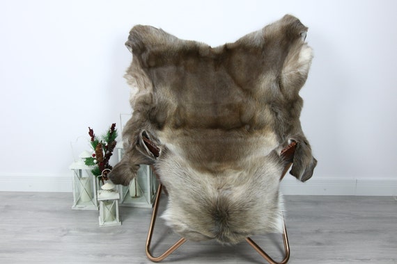 Reindeer Hide | Reindeer Rug | Reindeer Skin | Throw - Scandinavian Style #GRE3 130x110 | Christmas Decor |