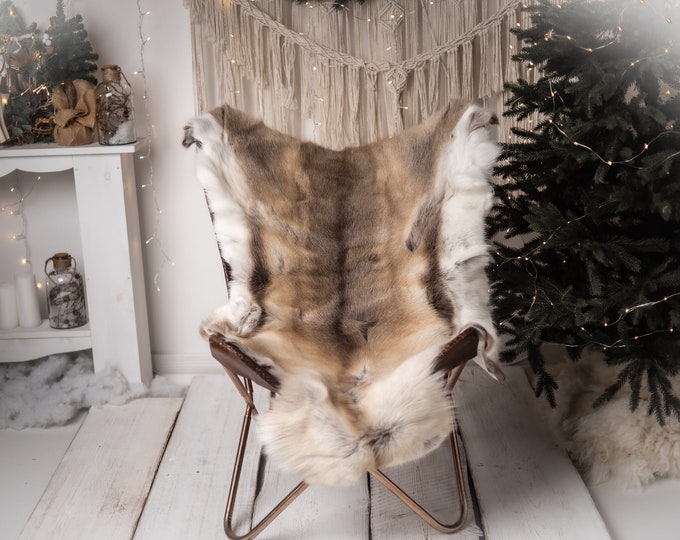 Reindeer Hide | Reindeer Rug | Reindeer Skin | Throw XXL EXTRA LARGE - Scandinavian Style Christmas Decor Brown White Hide #Reeinder116