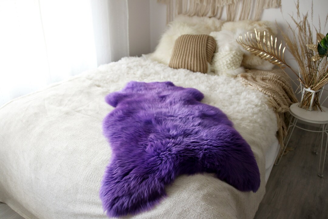 Genuine Natural Purple Sheepskin Rug Sheepskin Throw Etsy