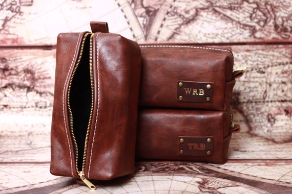 HANDMADE Men's Leather Toiletry Case Dopp Kit Shaving Bag OOAK Groomsmen Present Groomsman Gift for him, for man, for boyfriend, for husband