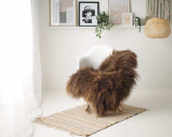 Real Icelandic Sheepskin Rug Scandinavian Decor Sofa Sheepskin throw Chair Cover Natural Sheep Skin Rugs Brown #Iceland1548