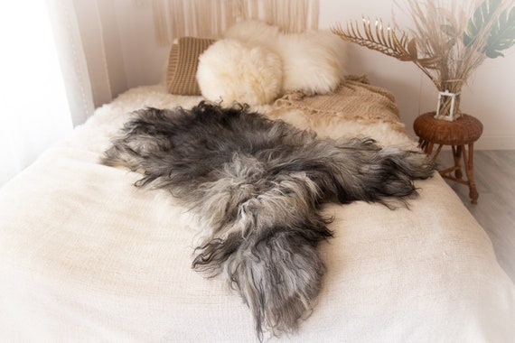 Real Icelandic Sheepskin Rug Scandinavian Decor Sofa Sheepskin throw Chair Cover Natural Sheep Skin Rugs Gray Fur Rug #KWAISL12