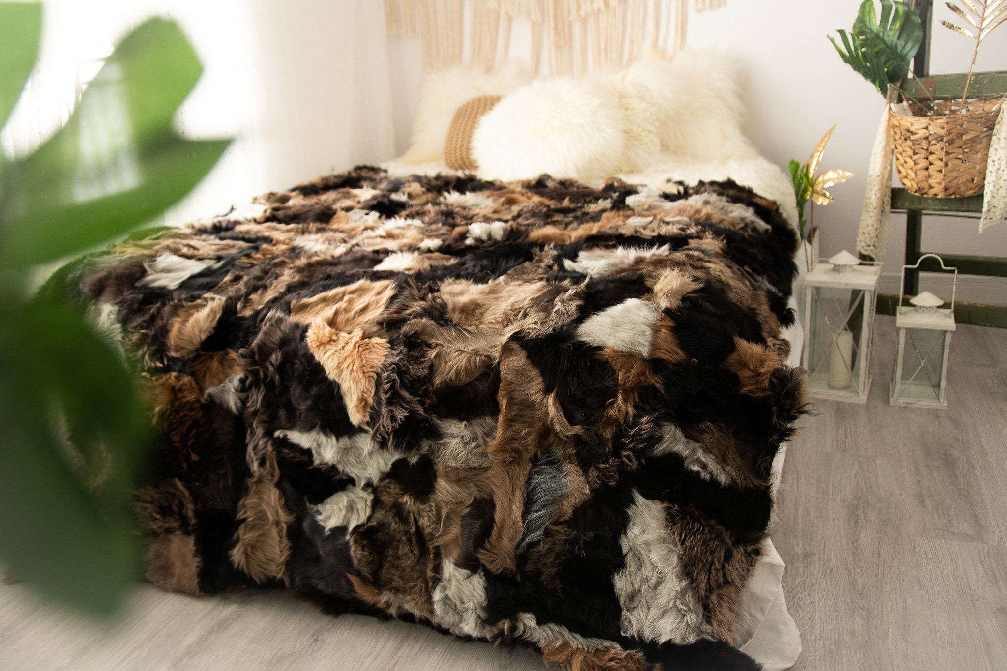Luxurious Gotland Curly Sheepskin Real Fur Throw Real Fur Blanket