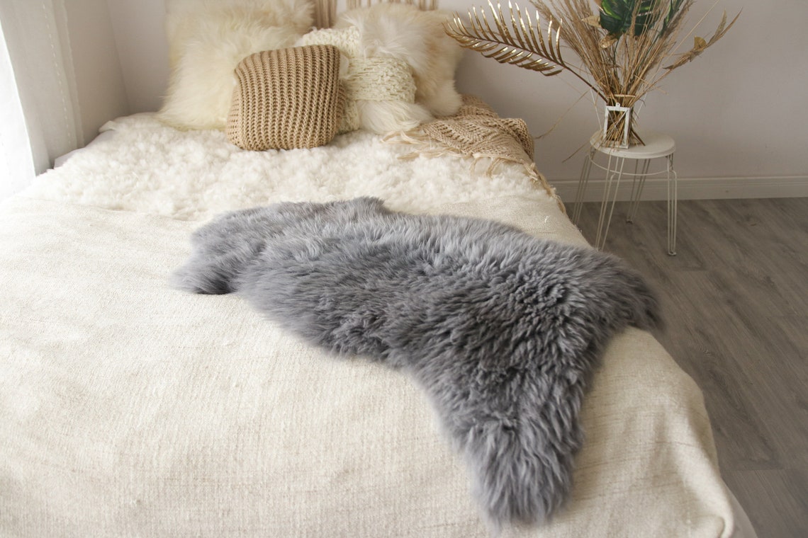ON SALE Genuine Sheepskin Rug Gray sheepskin Rug Etsy