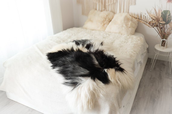 Patchwork Real Icelandic Sheepskin Rug Scandinavian Decor Sofa Sheepskin throw Chair Cover Natural Sheep Skin Rugs Gray Fur Rug #2patchwork8