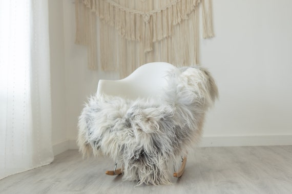 Real Icelandic Sheepskin Rug Scandinavian Decor Sofa Sheepskin throw Chair Cover Natural Sheep Skin Rugs White Gray #Iceland383