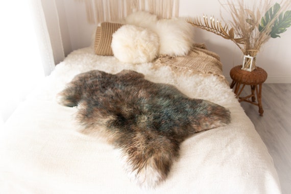 Real Sheepskin Rug Shaggy Rug Chair Cover Sheepskin Throw Sheep Skin Ivory Brown Blue Tips Sheepskin Home Decor Rugs #KWAHER6