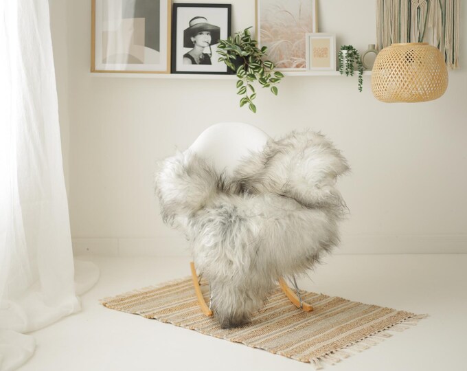 Real Icelandic Sheepskin Rug Scandinavian Decor Sofa Sheepskin throw Chair Cover Natural Sheep Skin Rugs Gray #Iceland1657