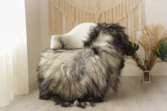 Real Icelandic Sheepskin Rug Scandinavian Decor Sofa Sheepskin throw Chair Cover Natural Sheep Skin Rugs Gray #Iceland17