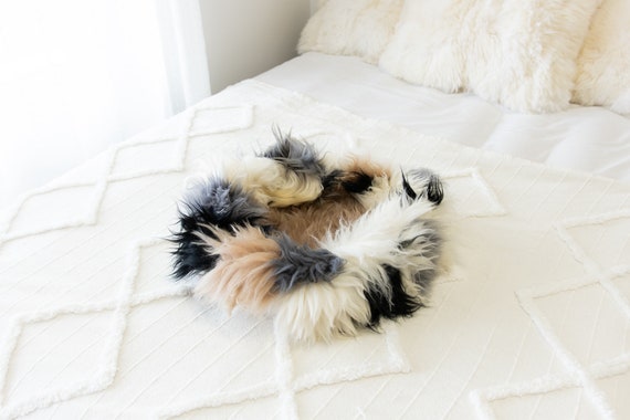 Sheepskin Cat Bed Or Dog Bed Cat Cave Unique Pet Bed Cat House Pet Furniture Hand Made With Genuine Real Sheepskin XXL Extra Large #Bed30