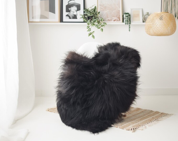 Real Icelandic Sheepskin Rug Scandinavian Home Decor Sofa Sheepskin throw Chair Cover Natural Sheep Skin Rugs Black #IS170