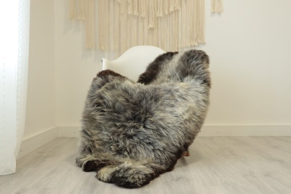 Real Sheepskin Rug Shaggy Rug Chair Cover Scandinavian Home Sheepskin Throw Sheep Skin Brown Gray Sheepskin Home Decor Rugs #herdwik351